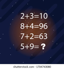 Math puzzle. The riddle of finding the answer. Vector.