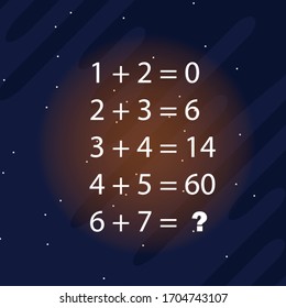 Math puzzle. The riddle of finding the answer. Vector.