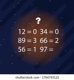 Math puzzle. The riddle of finding the answer. Vector.