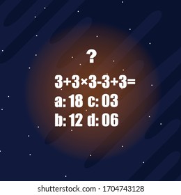Math puzzle. The riddle of finding the answer. Vector.