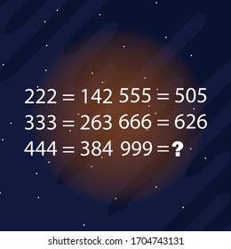 Math puzzle. The riddle of finding the answer. Vector.