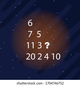 Math puzzle. The riddle of finding the answer. Vector.