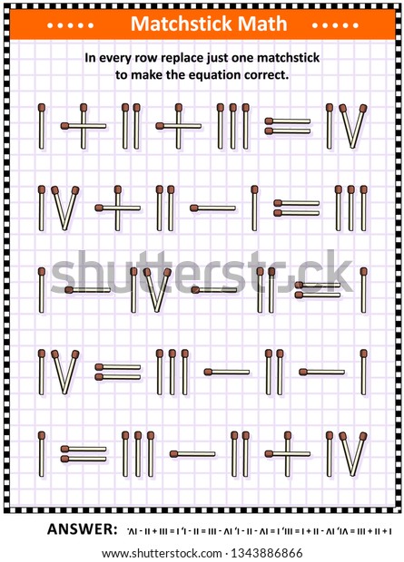 math-puzzle-roman-numerals-adults-schoolchildren-stock-vector-royalty