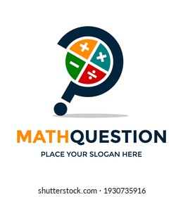 Math question vector logo template. This design use calc symbol. Suitable for learm, education, business or quiz.