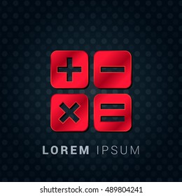 Math Red chromium precious metallic 3D Icon / Logo Design