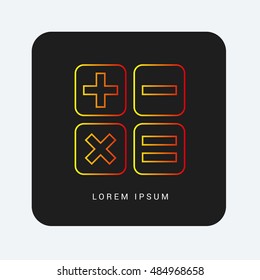 Math Red & Orange gradient attractive line thin icon / logo design
