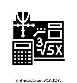 vector de icono de glifo de lección de matemáticas. signo de clase de matemáticas. símbolo de contorno aislado ilustración negra