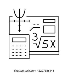 vector de icono de línea de lección de matemáticas. signo de clase de matemáticas. símbolo de contorno aislado ilustración negra