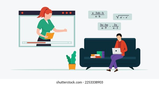 Math school online service or platform 2d vector illustration concept for banner, website, illustration, landing page, flyer, etc