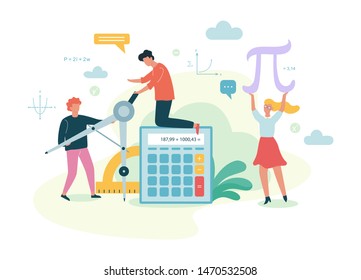 Math school subject. Learning mathematics, idea of education and knowledge. Isolated flat vector illustration