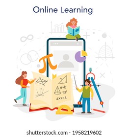 Math school subject online service or platform. Learning mathematics,