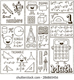 Math Science Banners set. Hand Drawn Vector Illustrations.