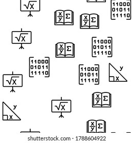 Math Science Education Vector Seamless Pattern Thin Line Illustration
