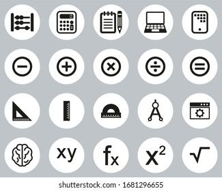 Math Or Math Science Icons Black & White Flat Design Set Big