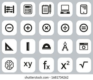 Math Or Math Science Icons. Black & White Big Set.