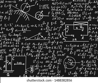 Math science vector seamless texture, mathematical formulas