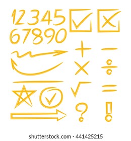 math sign, arrows and number