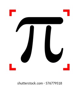 Math sign illustration. Black icon in focus corners on white background. Isolated.