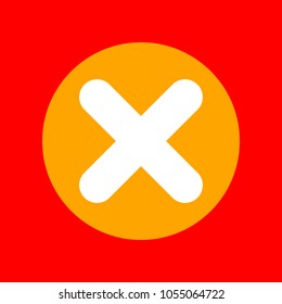 Math sign illustration. Vector. Orange icon with white holes if exist at red background. Isolated.