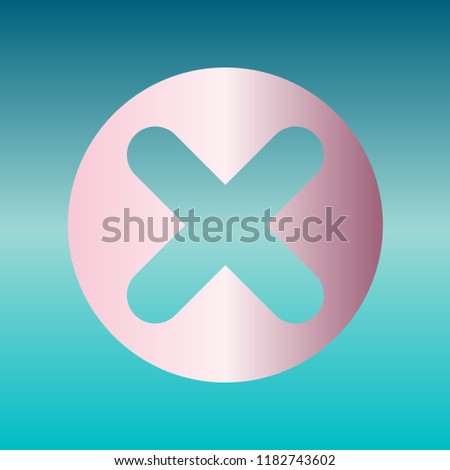 Math sign illustration. Vector. Pink bronze gradient icon at turquoise gradient background.