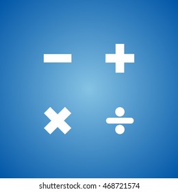 Math Signs Icon on blue color.