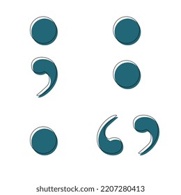 Signos matemáticos Período de semicolón Coma Colon Vector Icono