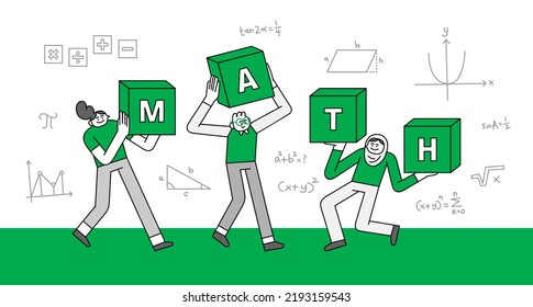 Math Subject Hand Drawn Character Illustration