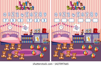A math subtraction worksheet illustration