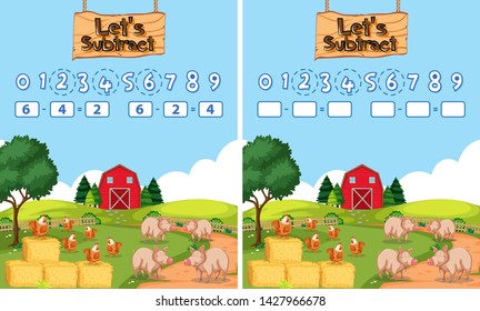 A math subtraction worksheet illustration