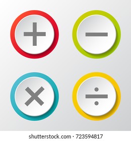 Math symbol - 3d icons on grey background. Vector.