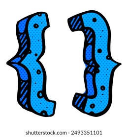 Math symbol braces hand drawn halftone color vector illustration