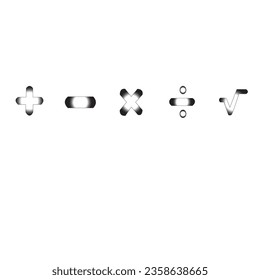 Math symbol for calculating such as plus, minus, multiplication, divide, and percent root with monocrome style