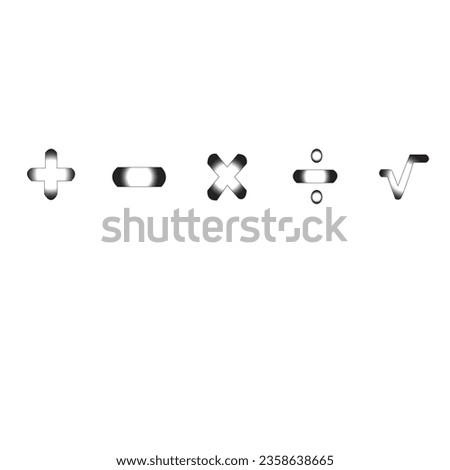 Math symbol for calculating such as plus, minus, multiplication, divide, and percent root with monocrome style