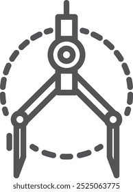 Símbolo matemático. Ícone de linha de bússola. Sinal de geometria