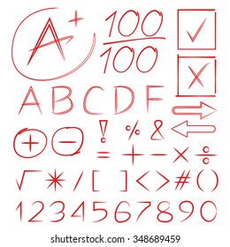 math symbol, grade result, highlighter elements