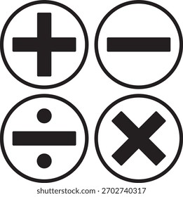 Math Symbol Icon Set in Circles