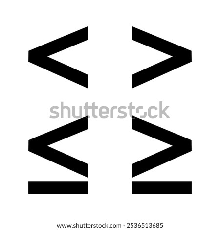 Math symbol icon vector less, greater or equal than signs