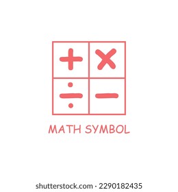 Ilustración vectorial del logotipo del símbolo matemático. Diseño del logotipo de la operación matemática