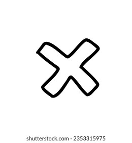Mathematiksymbol multipliziert helle Schriftart in Umriss-Kinderstil einzeln auf weißem Hintergrund. Für Typografie, Schriftart, Schrift, Logo, Alphabet, Signatur, Bildung, Branding, Präsentation.