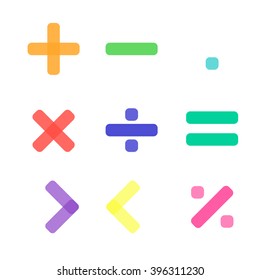 Math symbol with pastel color in white background