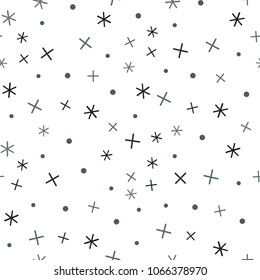Math symbol pattern. Mathematic geometric seamless . Abstract background from plus, multiplication signs. On white background. Geometric Stars seamless pattern .