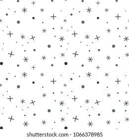 Math symbol pattern. Mathematic geometric seamless . Abstract background from plus, multiplication signs. On white background. Geometric Stars seamless pattern .
