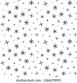 Math symbol pattern. Mathematic geometric seamless . Abstract background from plus, multiplication signs. On white background. Geometric Stars seamless pattern .