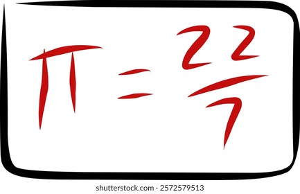 math symbol pi 22 7 in Doodle style. red ink pi strokes