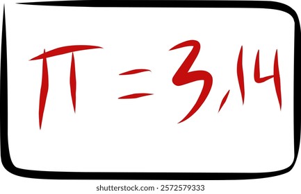 math symbol pi 3,14 in Doodle style. red ink pi strokes