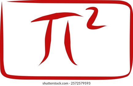 math symbol pi squared in Doodle style.