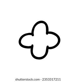 Símbolo matemático más fuente de contorno en el estilo de burbuja de contorno aislado en fondo blanco. Para marca, tipo de letra, logotipo, abc, presentación, alfabeto, cartón, letras, educación.