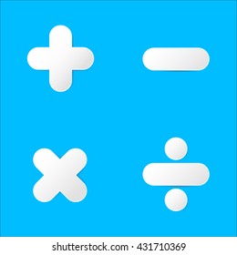 Math symbol : plus,minus,multiply,divide in paper cut 