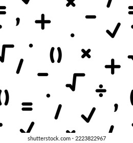 Math Symbol Seamless Pattern Vector Illustration Background For Scrapbook, Flyers, Posters, Web, Greeting Cards
