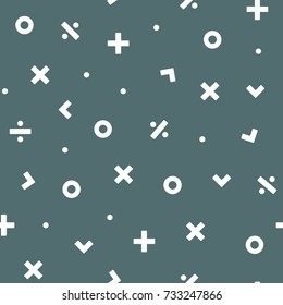 Math Symbol Seamless Pattern Vector Illustration Background For Scrapbook, Flyers, Posters, Web, Greeting Cards